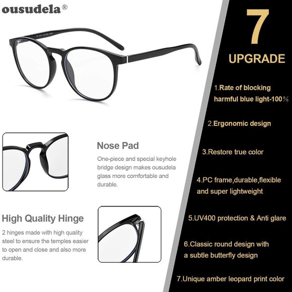 Tortoiseshell Round Blue Light Blocking Glasses - Picture 2 of 3